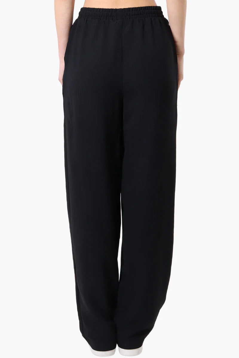 Stylexchange Vintage Solid Tie Waist Palazzo Pants - Black - Image 3