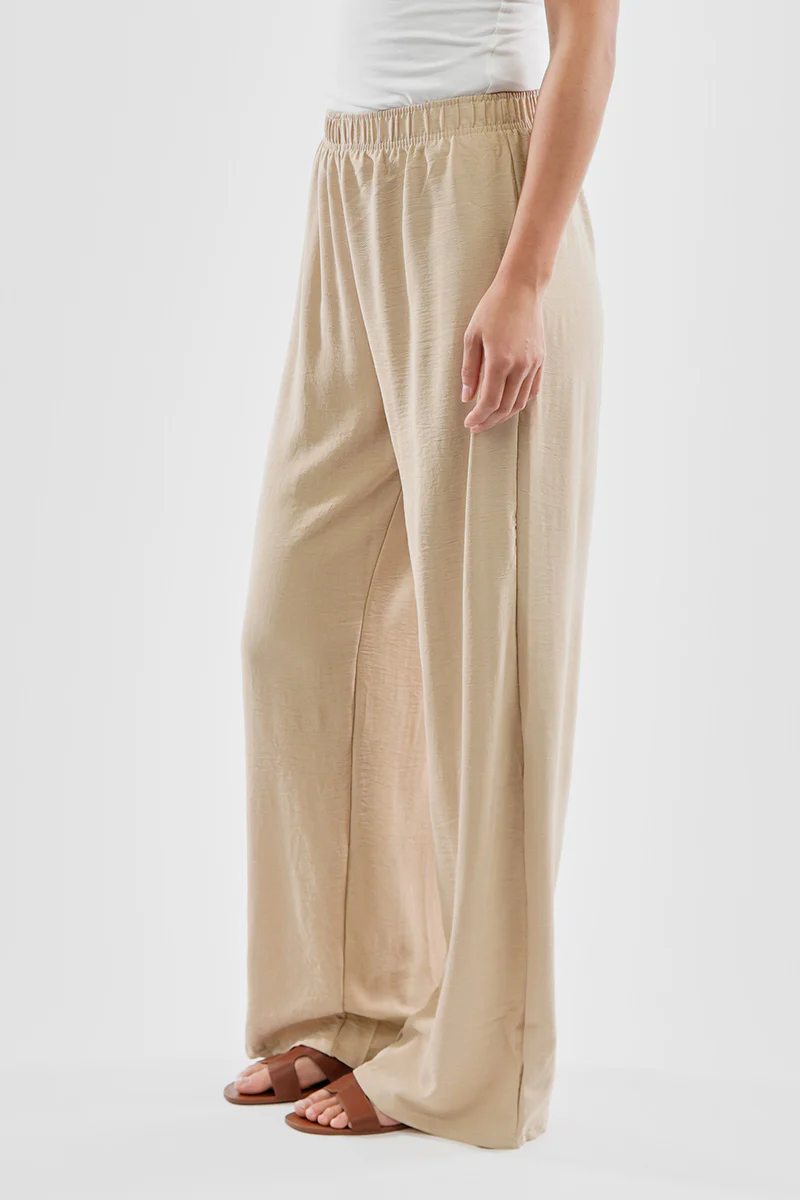 Stylexchange Vintage Solid Basic Palazzo Pants - Cream - Image 2