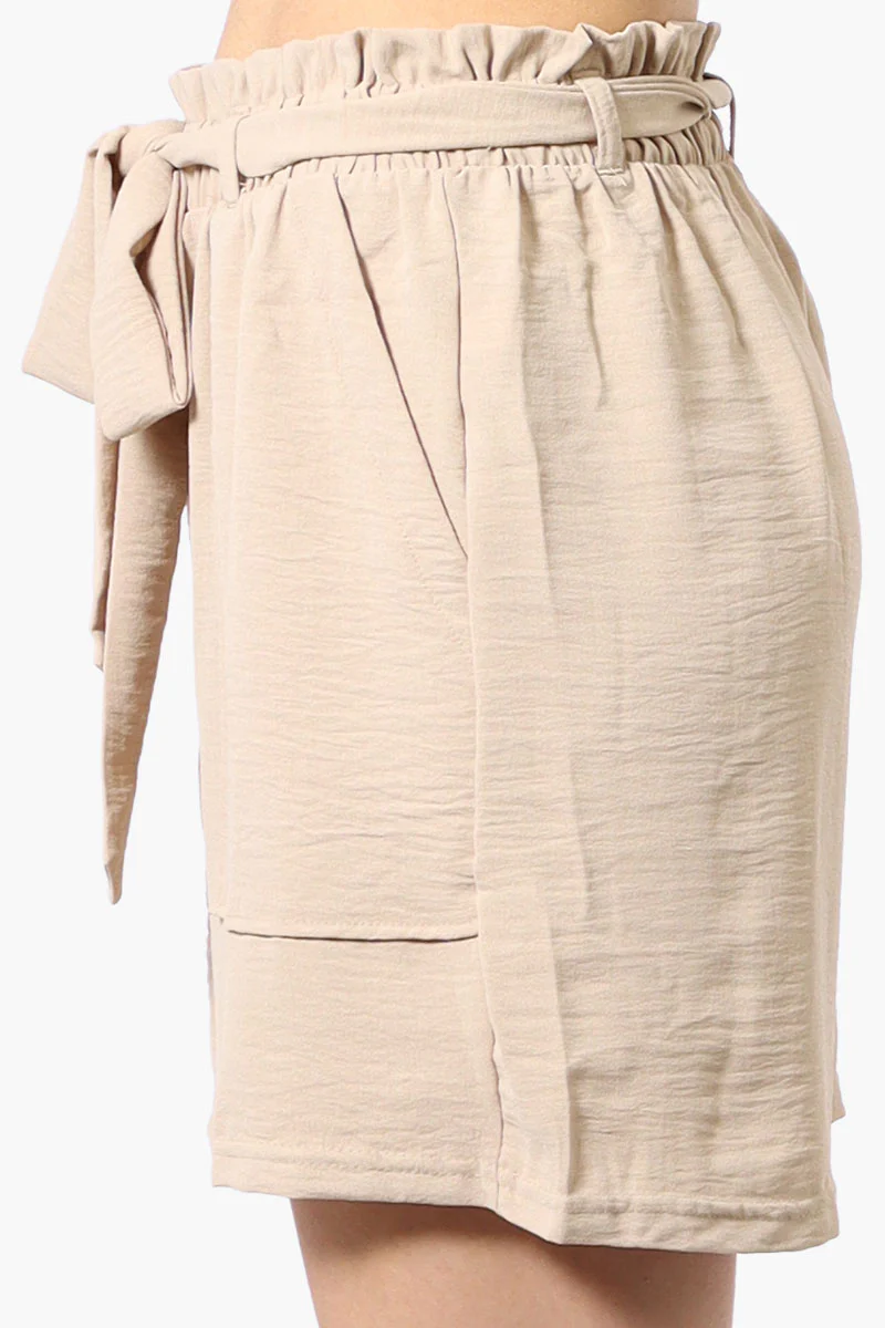 Stylexchange Vintage Solid Belted Shorts - Beige - Image 2