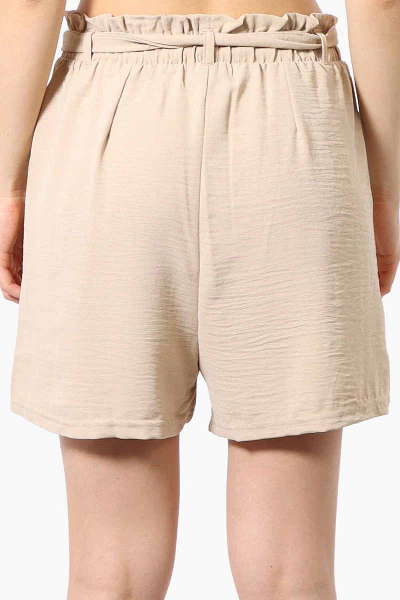 Stylexchange Vintage Solid Belted Shorts - Beige - Image 3