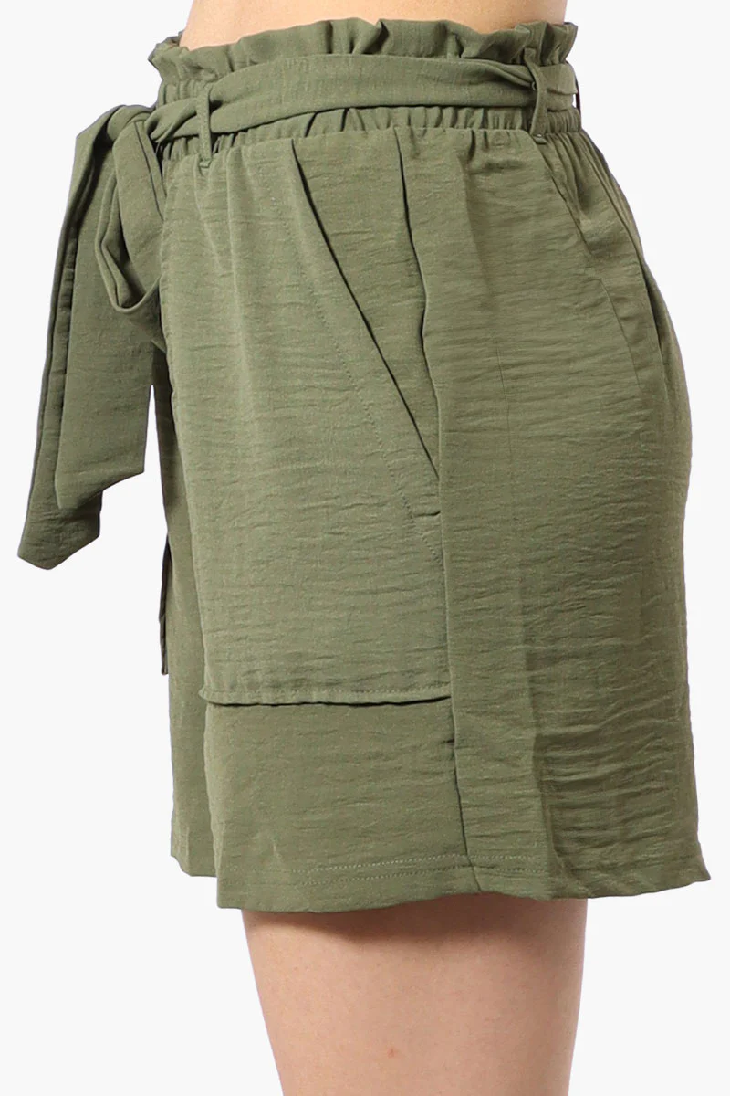 Stylexchange Vintage Solid Belted Shorts - Olive - Image 2