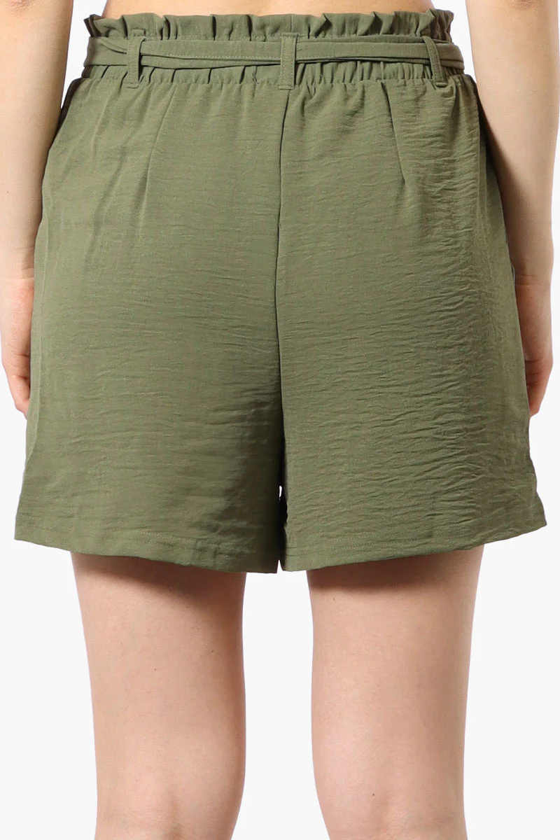 Stylexchange Vintage Solid Belted Shorts - Olive - Image 3