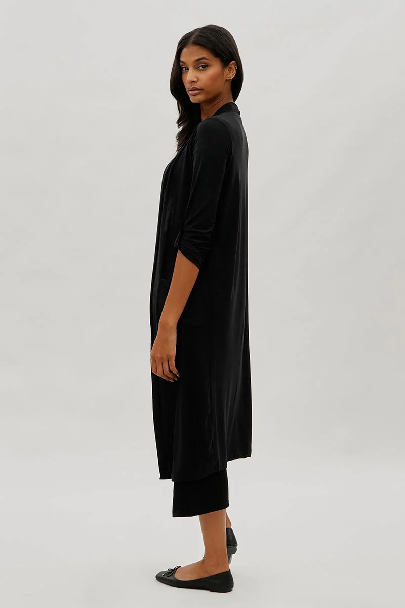 Limite Open Front Lightweight Duster Cardigan - Black - Image 3