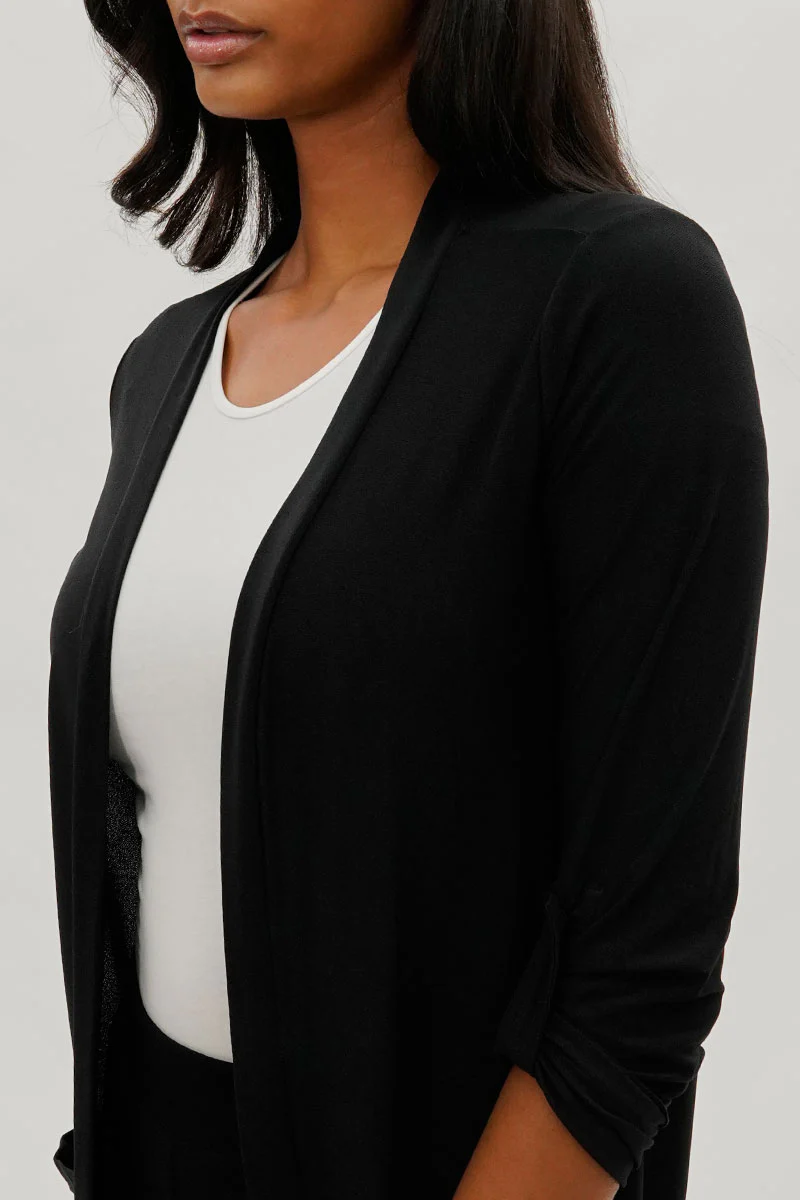 Limite Open Front Lightweight Duster Cardigan - Black - Image 4