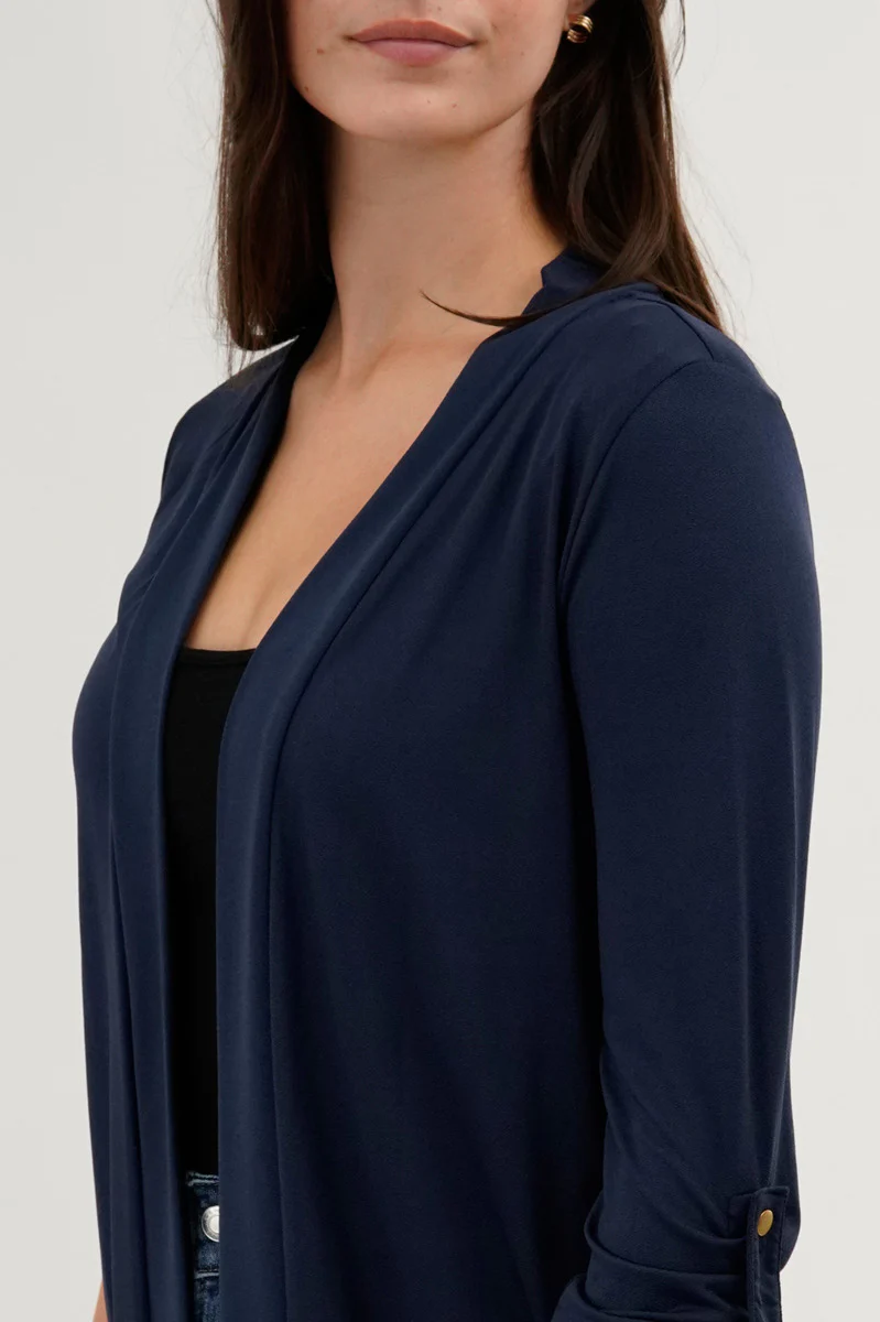 International INC Company Roll Up Sleeve Wrap Cardigan - Navy - Image 4