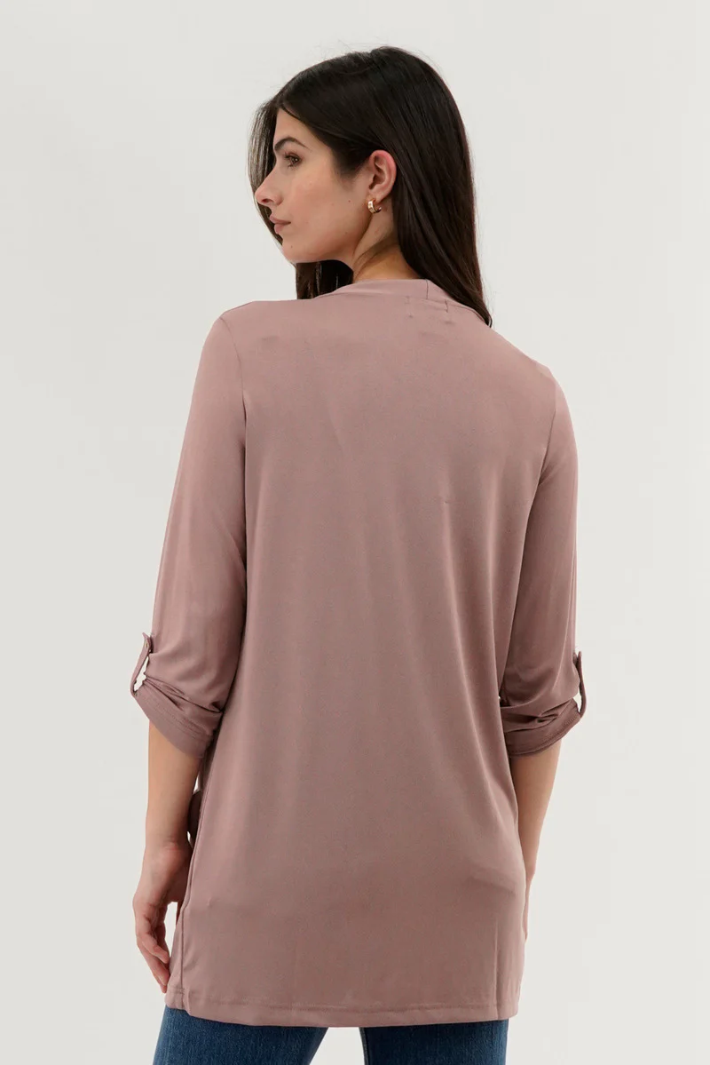 International INC Company Roll Up Sleeve Wrap Cardigan - Pink - Image 3