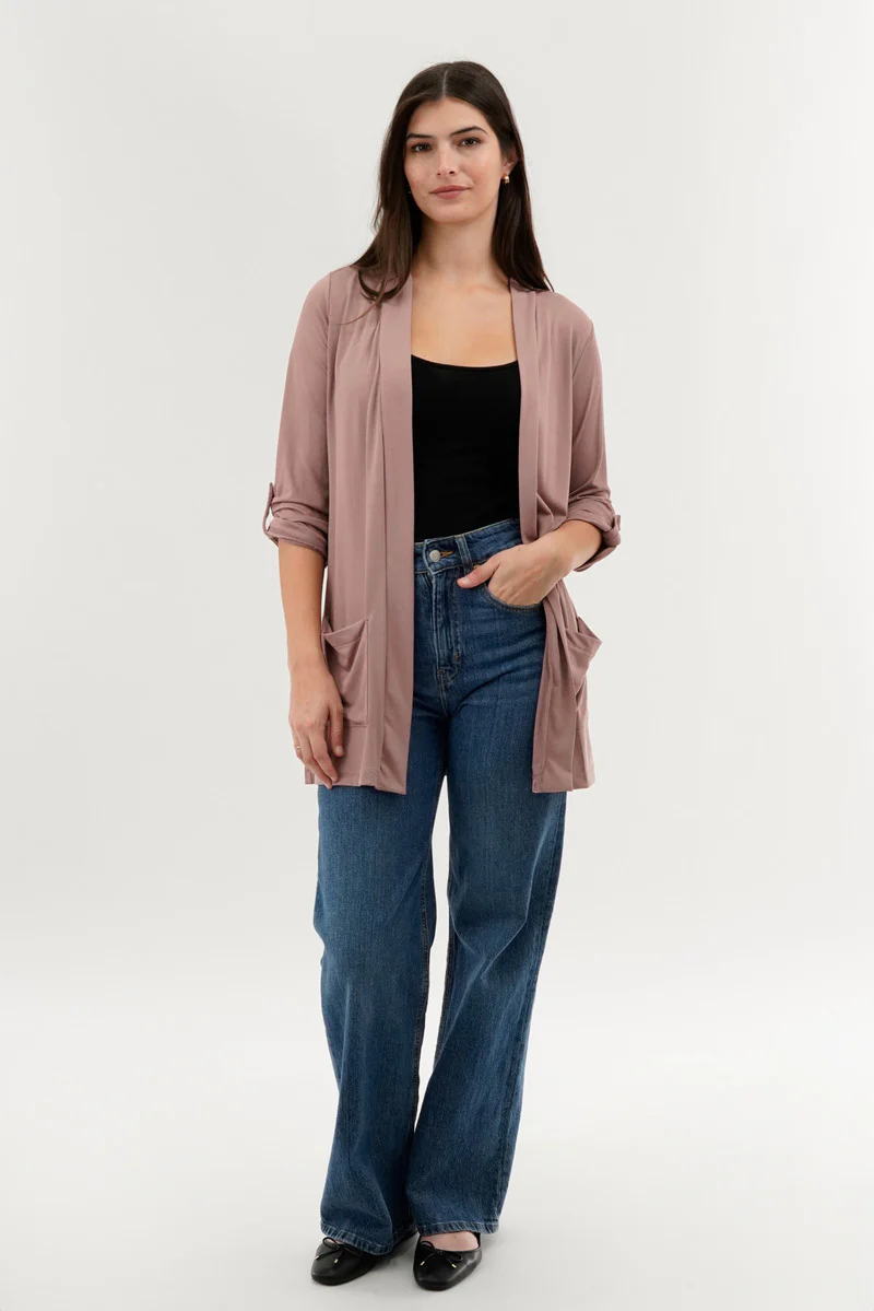 International INC Company Roll Up Sleeve Wrap Cardigan - Pink - Image 5