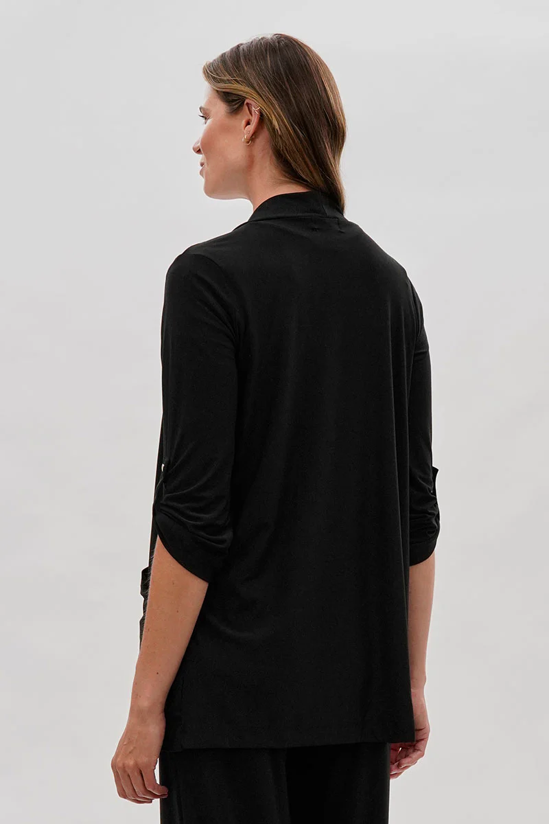 Costa Blanca Open Lightweight Wrap Cardigan - Black - Image 3