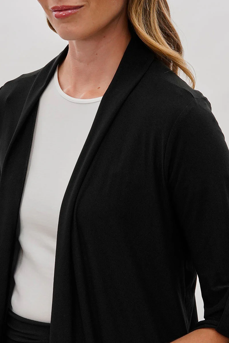 Costa Blanca Open Lightweight Wrap Cardigan - Black - Image 4