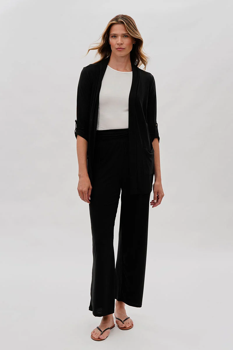 Costa Blanca Open Lightweight Wrap Cardigan - Black - Image 5