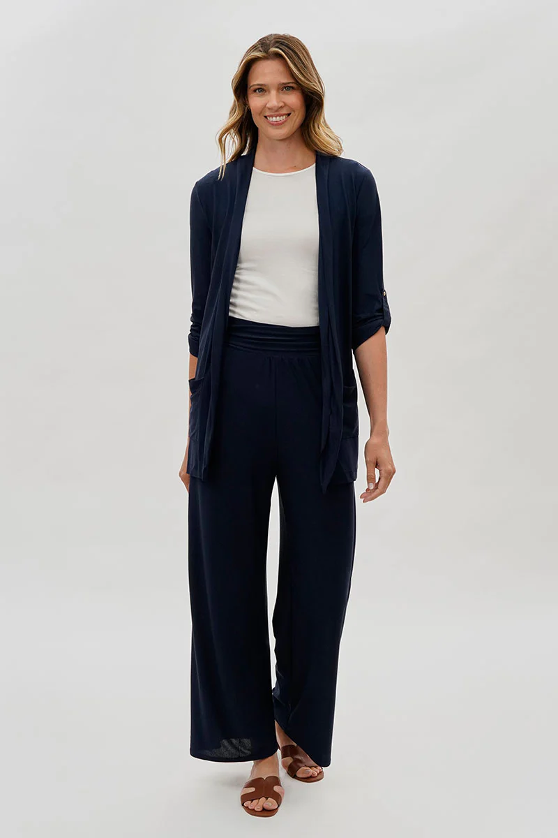 Costa Blanca Open Lightweight Wrap Cardigan - Navy - Image 5