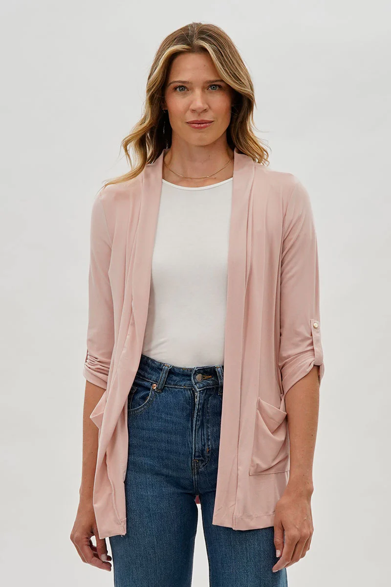 Costa Blanca Open Lightweight Wrap Cardigan - Blush