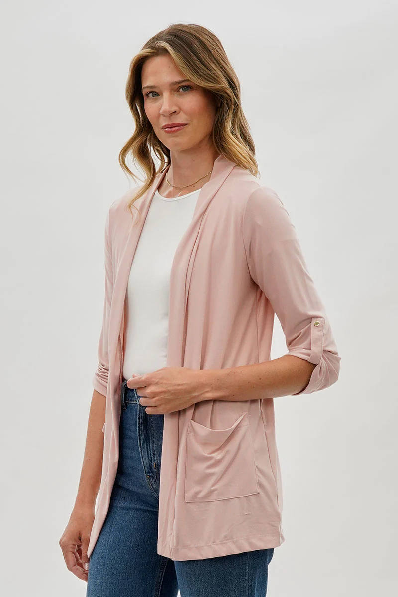 Costa Blanca Open Lightweight Wrap Cardigan - Blush - Image 2