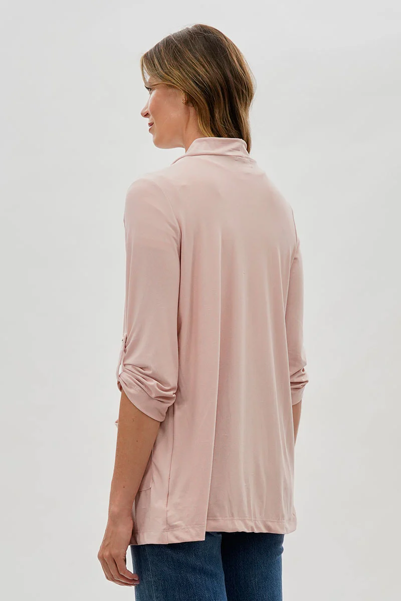 Costa Blanca Open Lightweight Wrap Cardigan - Blush - Image 3