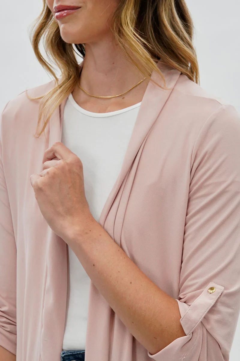 Costa Blanca Open Lightweight Wrap Cardigan - Blush - Image 4