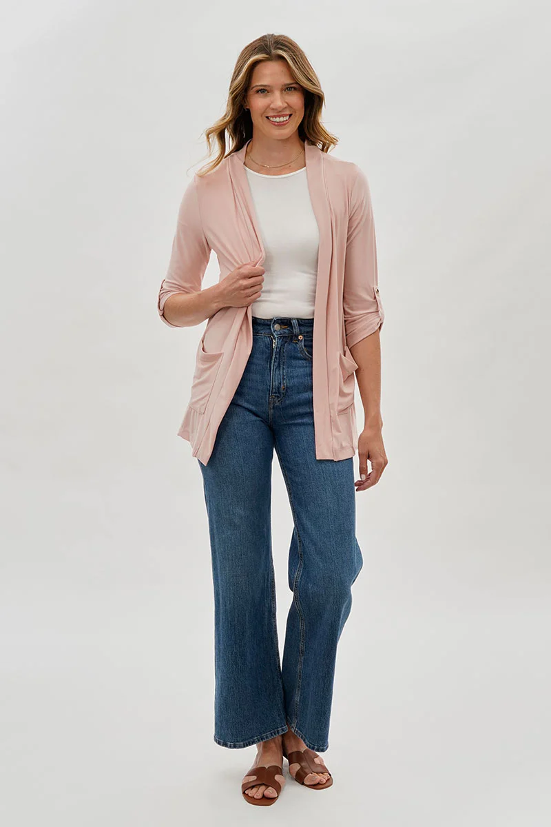 Costa Blanca Open Lightweight Wrap Cardigan - Blush - Image 5