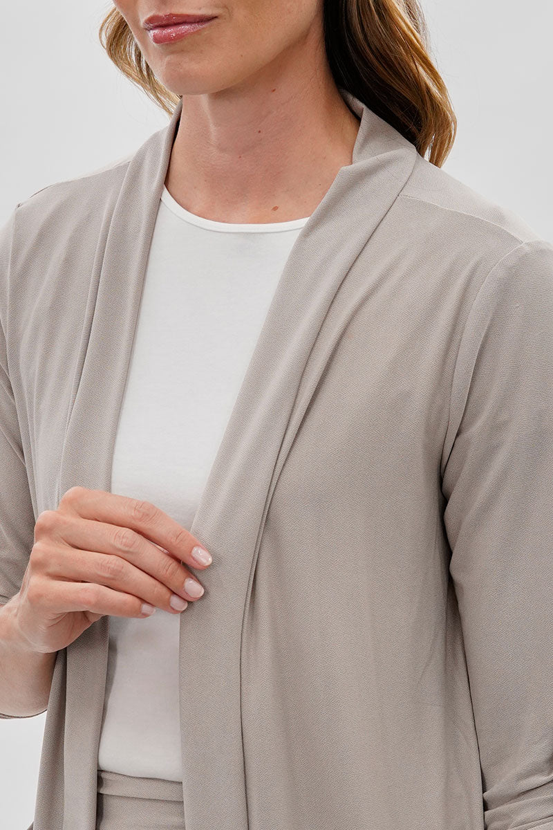 Costa Blanca Open Lightweight Wrap Cardigan - Stone - Image 4