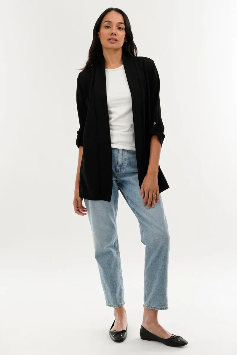 International INC Company Roll Up Sleeve Cardigan - Black - Image 5