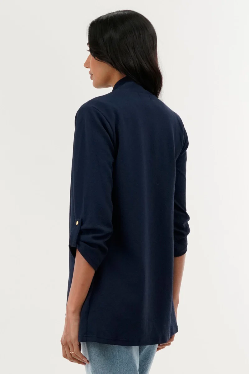 International INC Company Roll Up Sleeve Cardigan - Navy - Image 3