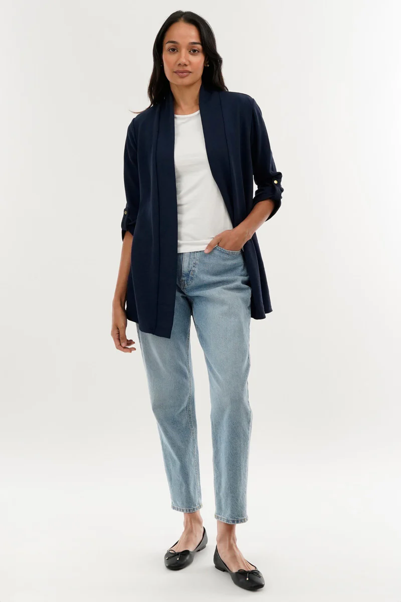 International INC Company Roll Up Sleeve Cardigan - Navy - Image 5