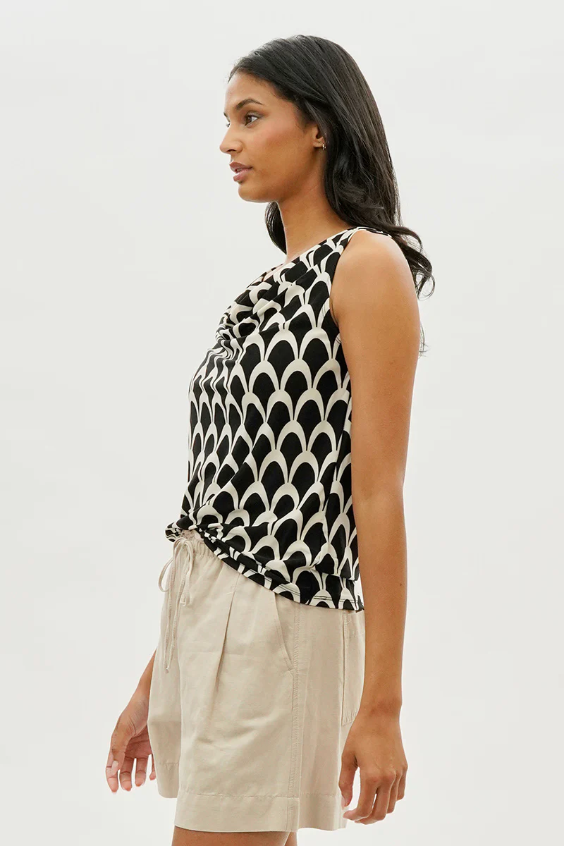 Beechers Brook Patterned Cowl Neck Tank Top - Black - Image 2