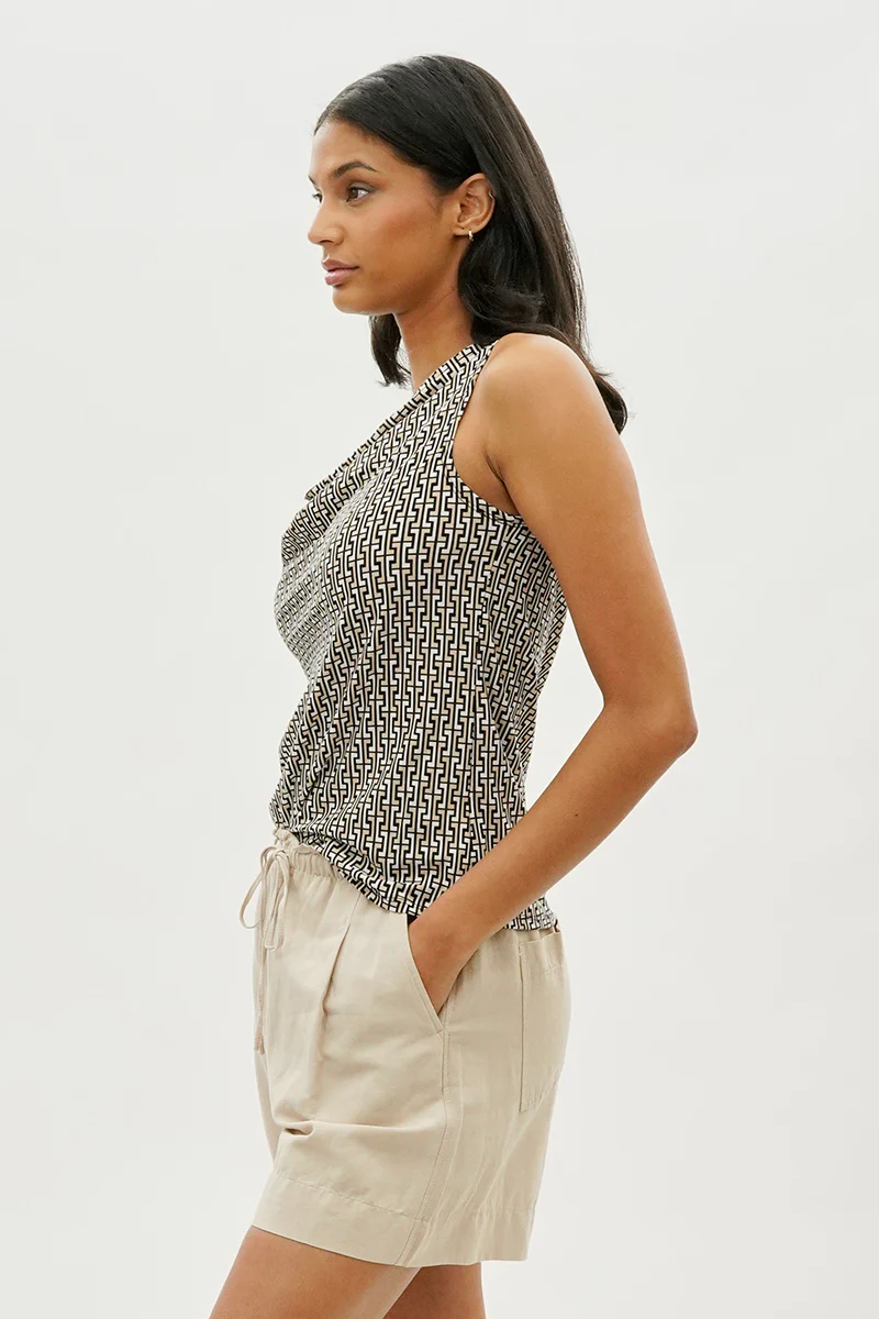 Beechers Brook Patterned Cowl Neck Tank Top - Black - Image 2