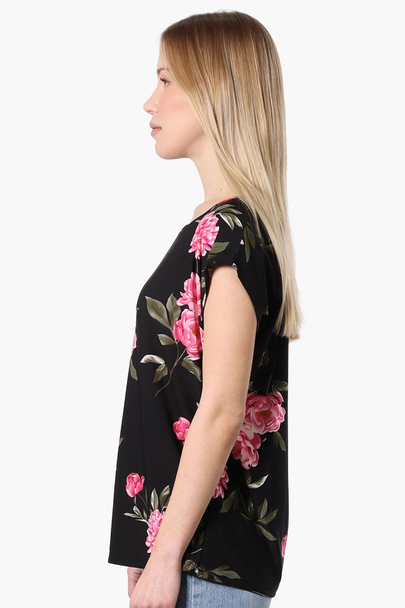 Beechers Brook Floral Cap Sleeve Tee - Black - Image 2