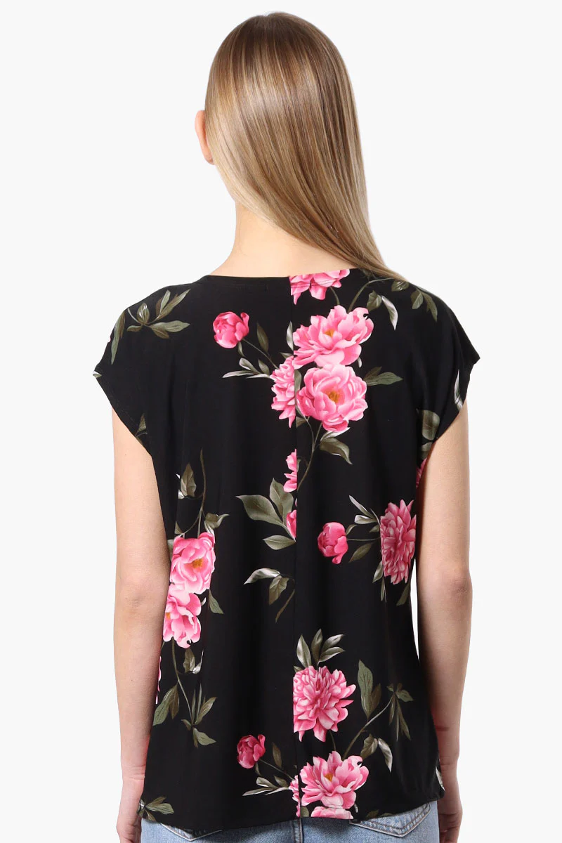 Beechers Brook Floral Cap Sleeve Tee - Black - Image 3