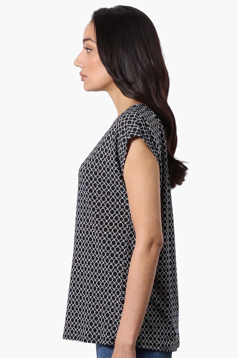 Beechers Brook Patterned Cap Sleeve Tee - Black - Image 2