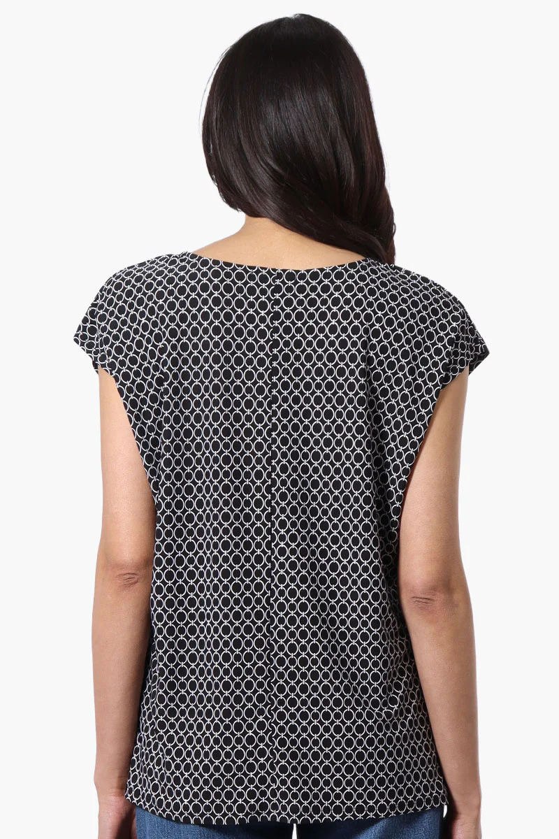 Beechers Brook Patterned Cap Sleeve Tee - Black - Image 3