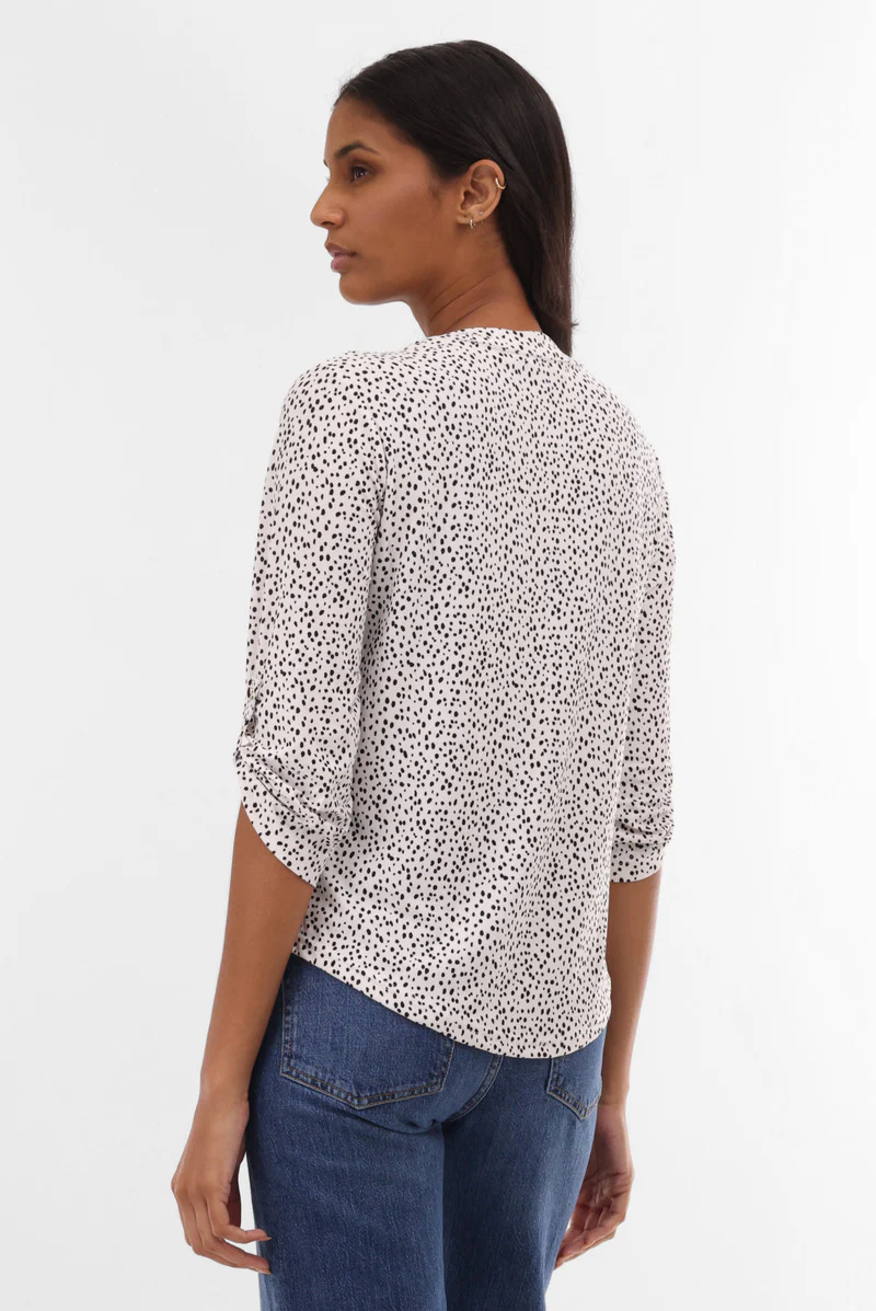 International INC Company Patterned Roll Up Sleeve Blouse - White - Image 3
