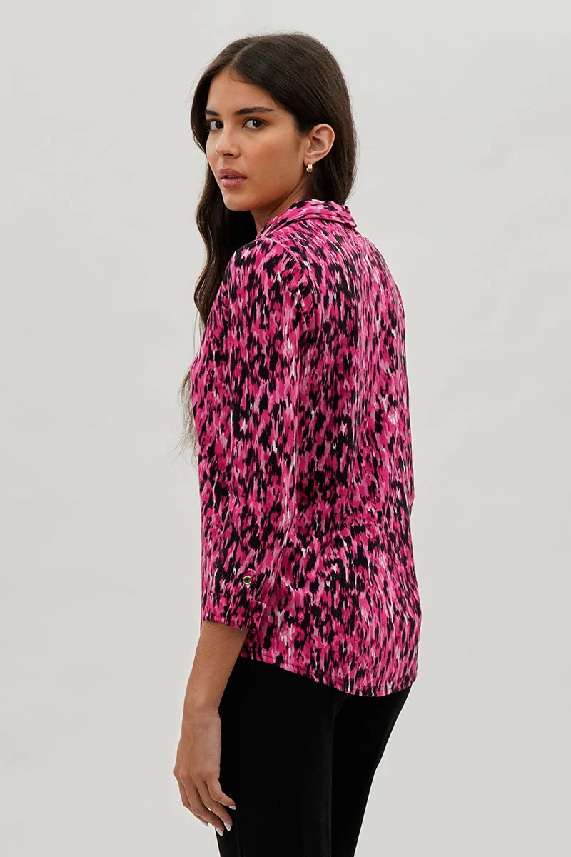 International INC Company Split Neck Collared Blouse - Pink - Image 3