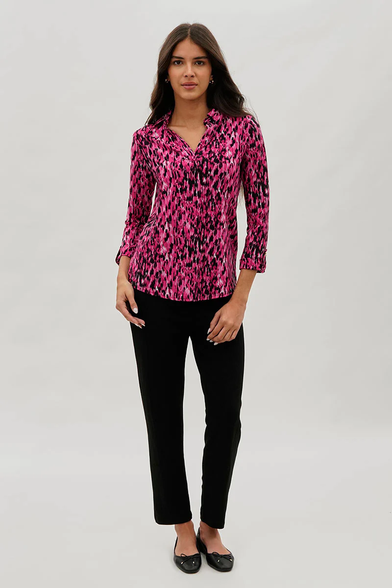 International INC Company Split Neck Collared Blouse - Pink - Image 5