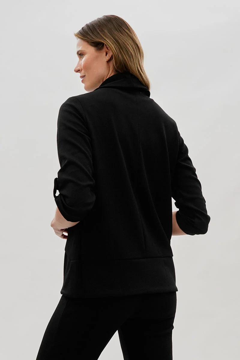 Majora Open Roll Up Sleeve Blazer - Black - Image 3