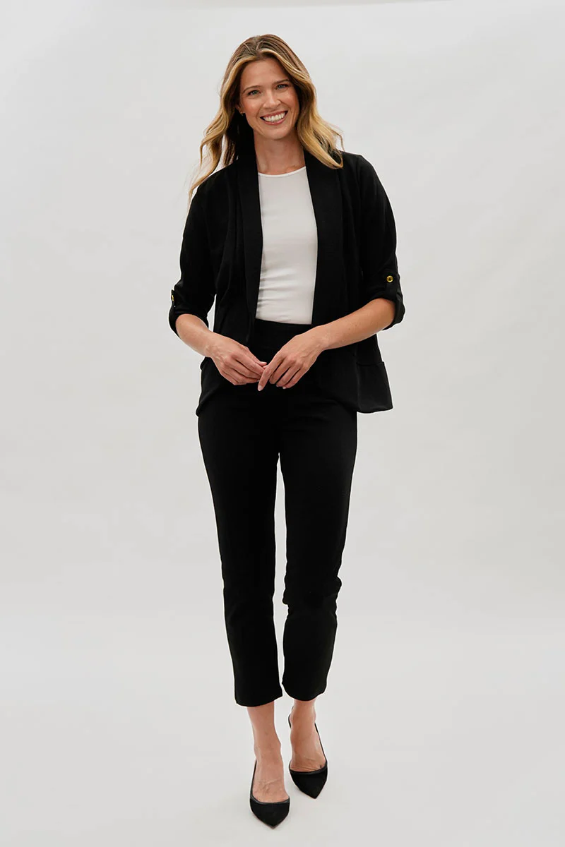 Majora Open Roll Up Sleeve Blazer - Black - Image 5