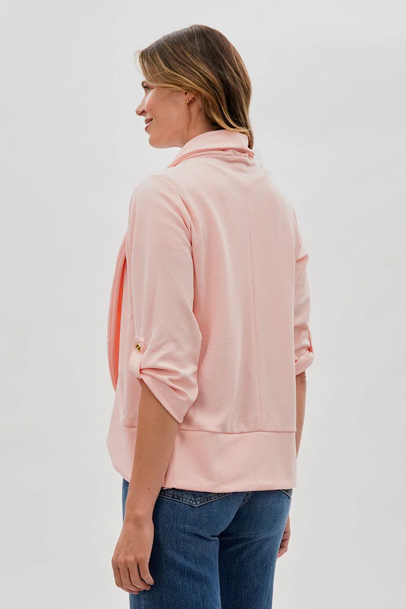 Majora Open Roll Up Sleeve Blazer - Pink - Image 3