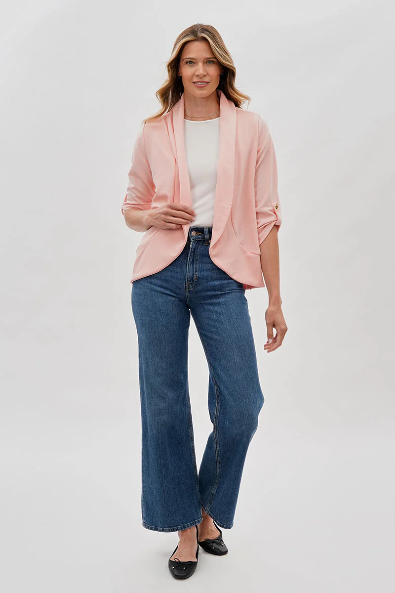 Majora Open Roll Up Sleeve Blazer - Pink - Image 5