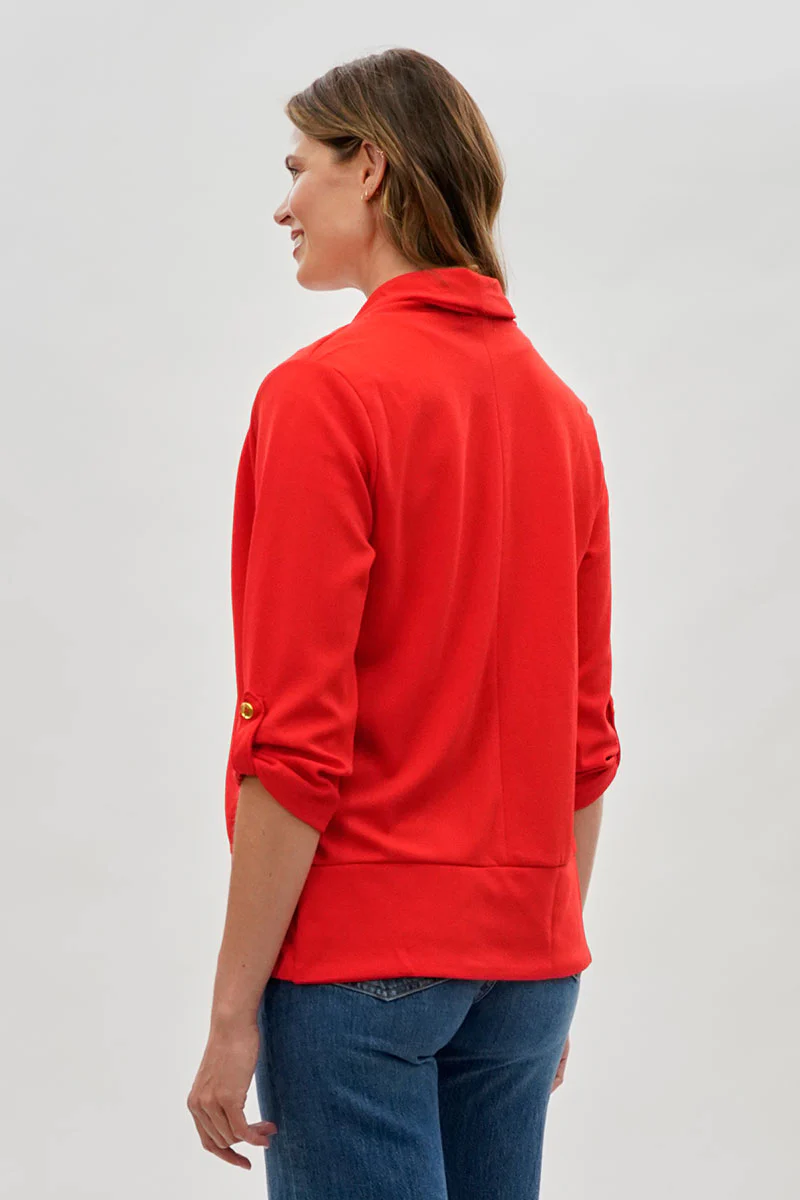 Majora Open Roll Up Sleeve Blazer - Red - Image 3
