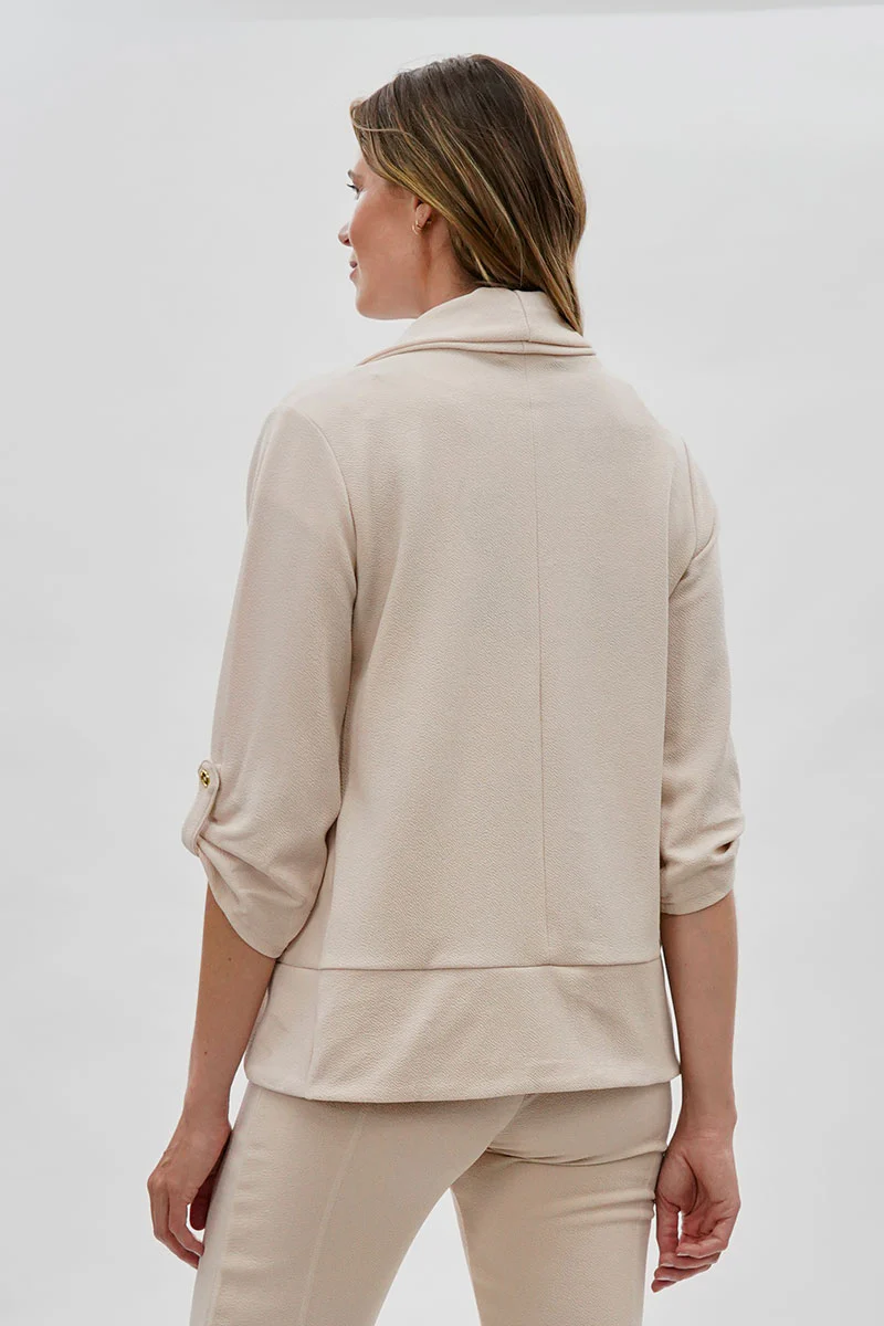 Majora Open Roll Up Sleeve Blazer - Cream - Image 3