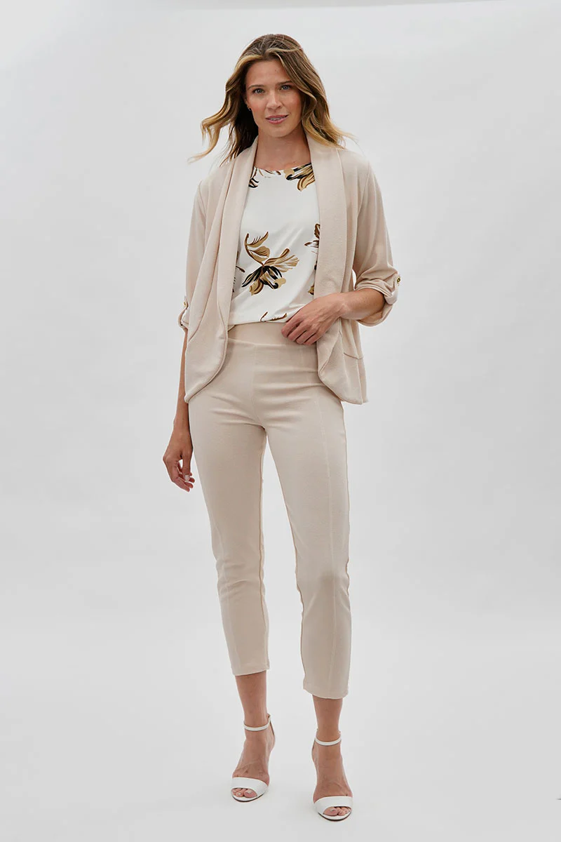 Majora Open Roll Up Sleeve Blazer - Cream - Image 5