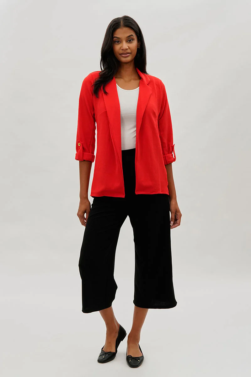 Majora Roll Up Sleeve Open Blazer - Red - Image 5