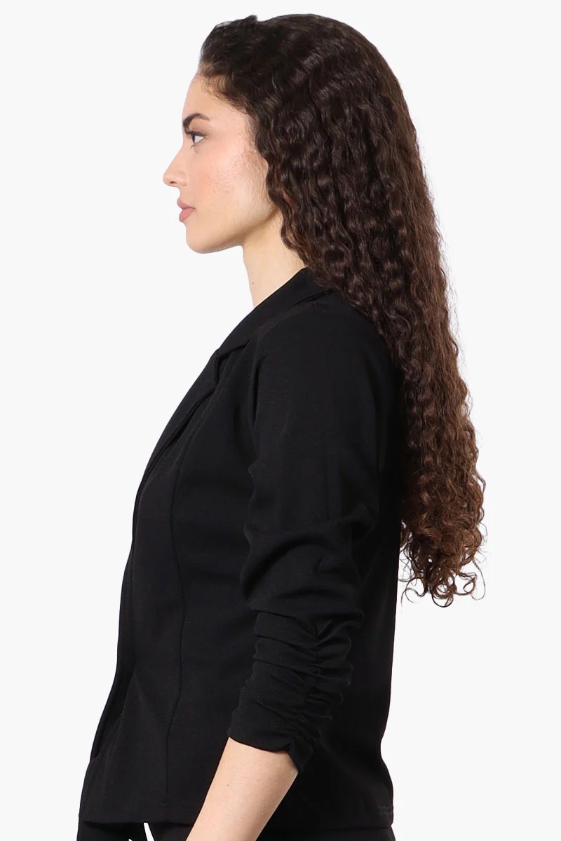 Majora Cinched Sleeve Single Button Blazer - Black - Image 2