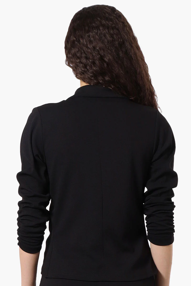 Majora Cinched Sleeve Single Button Blazer - Black - Image 3