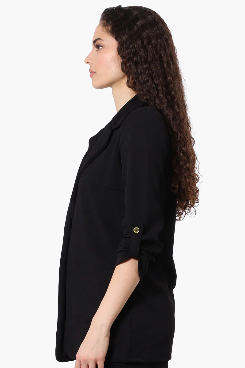 Majora Roll Up Sleeve Two Button Blazer - Black - Image 2