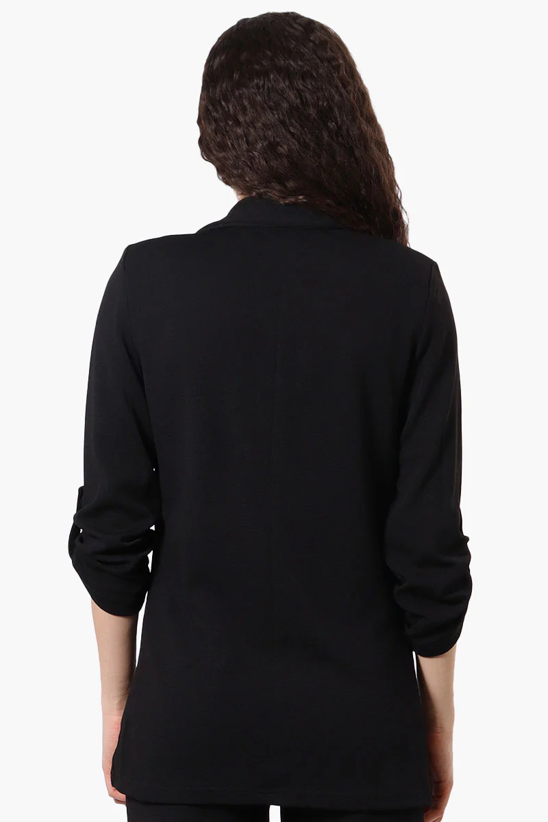Majora Roll Up Sleeve Two Button Blazer - Black - Image 3