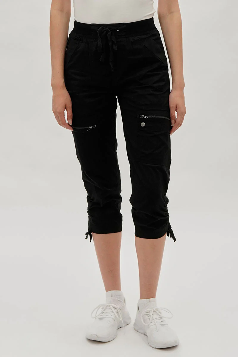 International INC Company Tie Waist Cargo Capris - Black