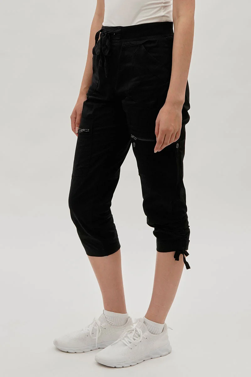 International INC Company Tie Waist Cargo Capris - Black - Image 2