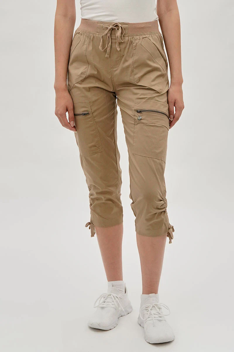 International INC Company Tie Waist Cargo Capris - Beige