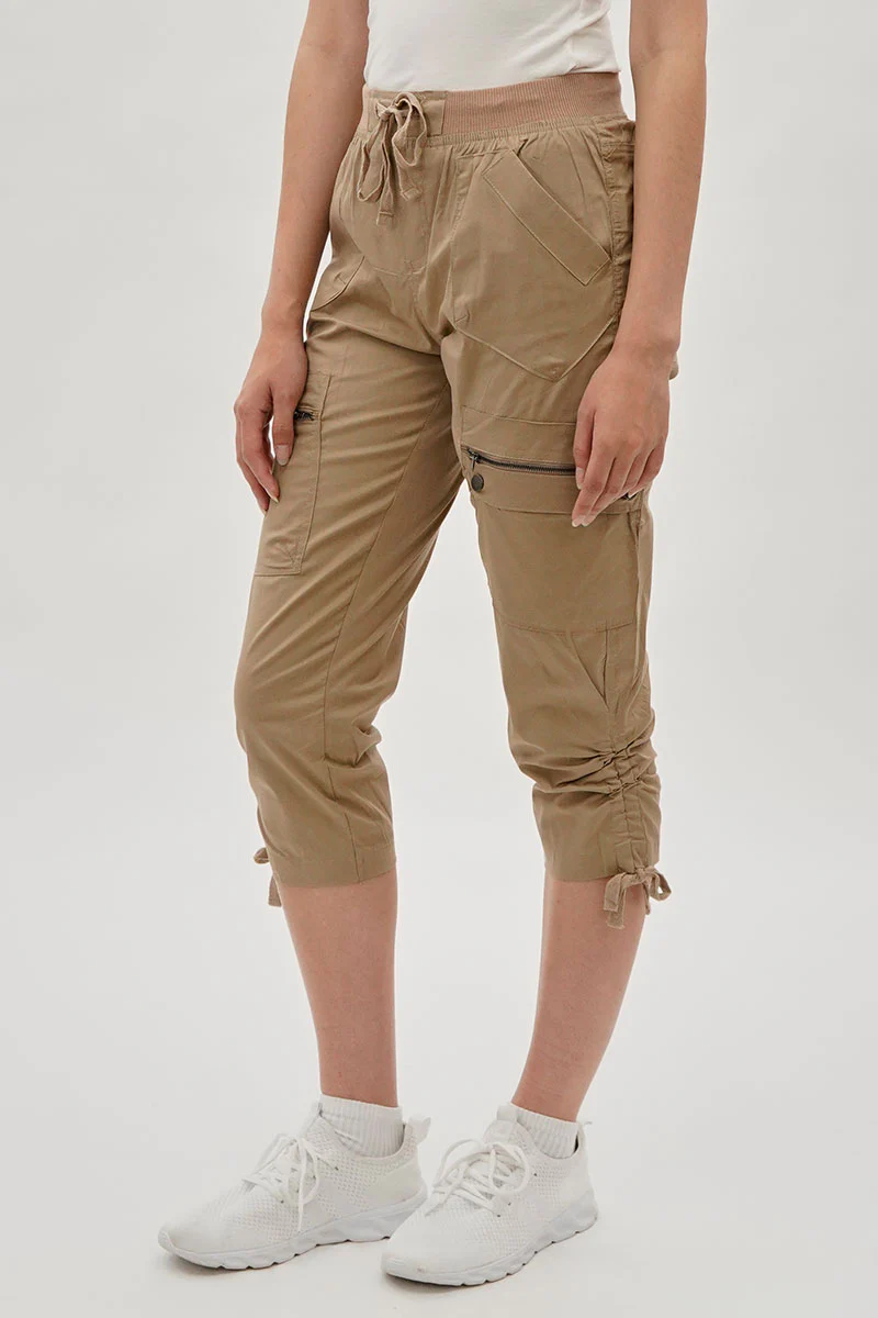 International INC Company Tie Waist Cargo Capris - Beige - Image 2