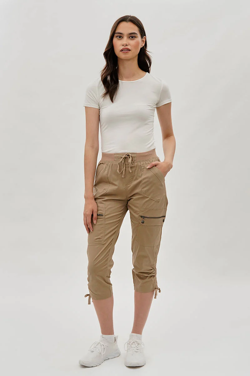 International INC Company Tie Waist Cargo Capris - Beige - Image 5